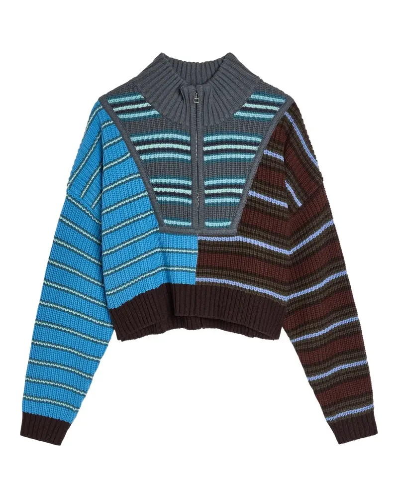 STAUD Hampton striped zip knitwear - Blau Blau