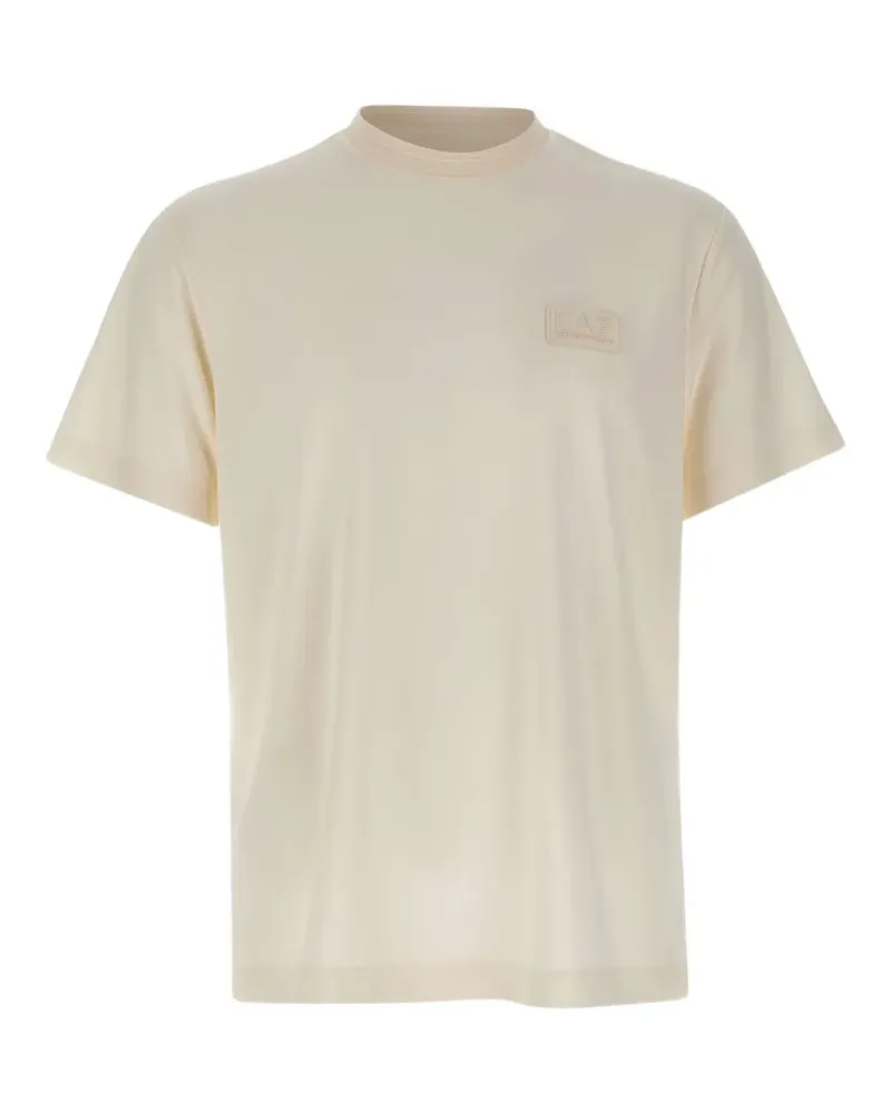 EA7 logo-print crew-neck T-shirt - Nude Nude