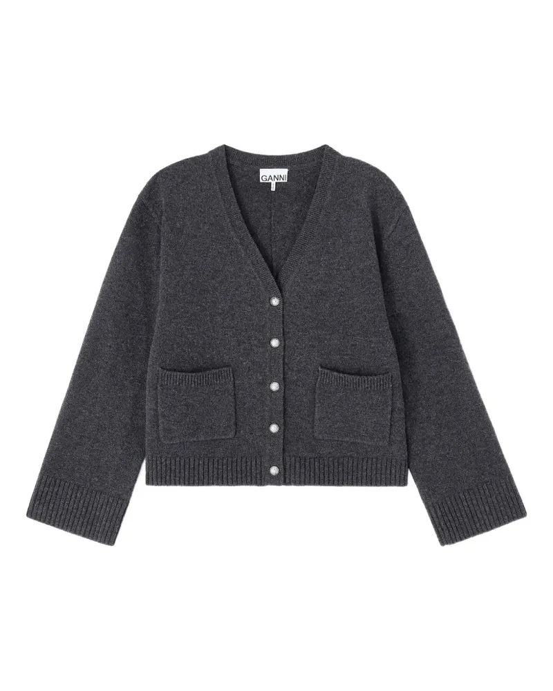 Ganni Cardigan mit Knopfverschluss - Grau Grau