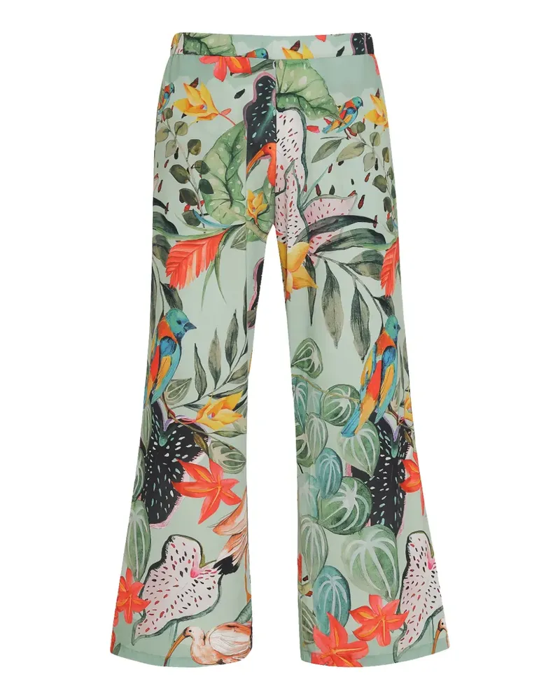 Amir Slama Palazzohose mit Blumenprint - Grün Grün