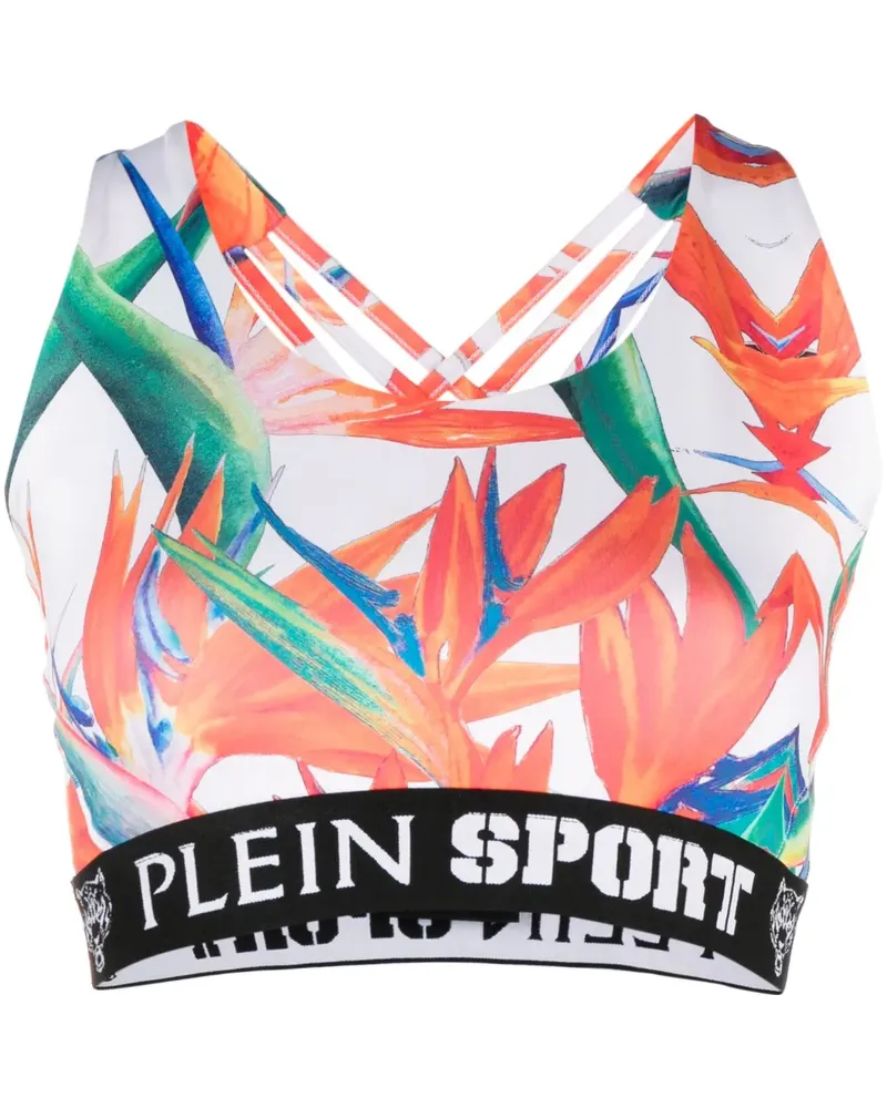 Philipp Plein BH mit botanischem Print - Weiß Weiß