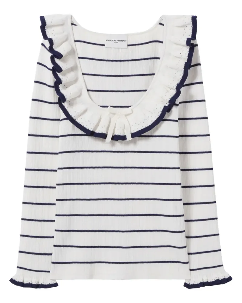 Claudie Pierlot Gestreiftes Stricktop - Weiß Weiß