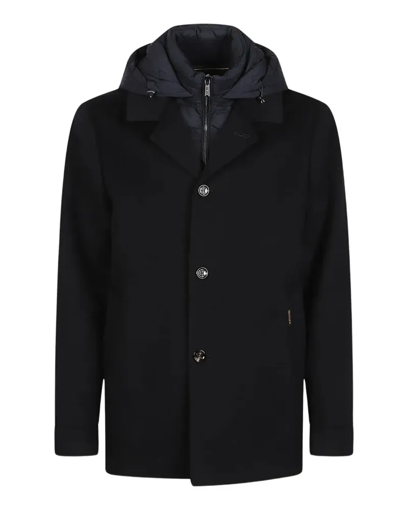 MOORER hooded layered coat - Blau Blau