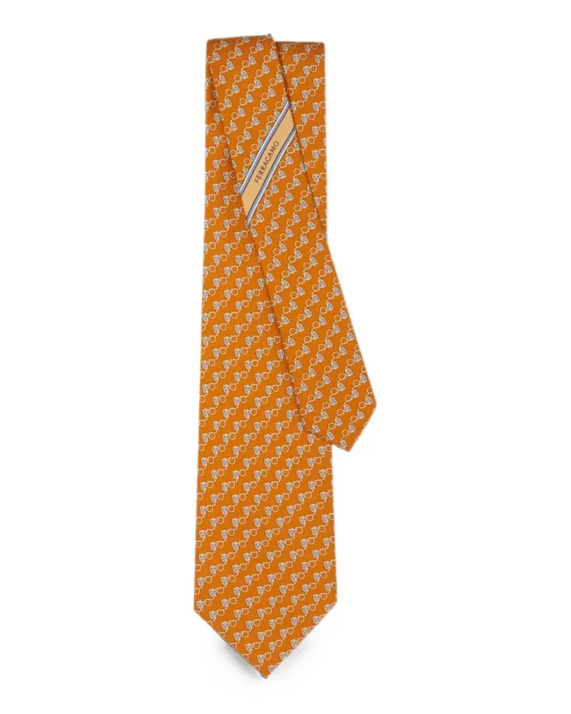 Ferragamo Krawatte mit Gancini-Print - Orange Orange