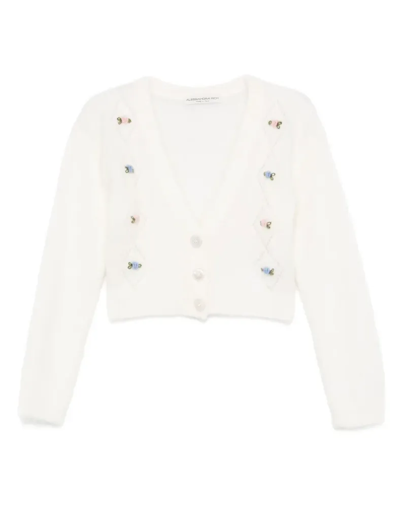 Alessandra Rich Cardigan mit Blumenstickerei - Nude Nude