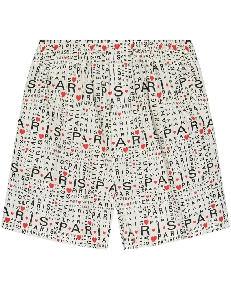 Balenciaga Shorts mit Paris-Print - Weiß Weiß