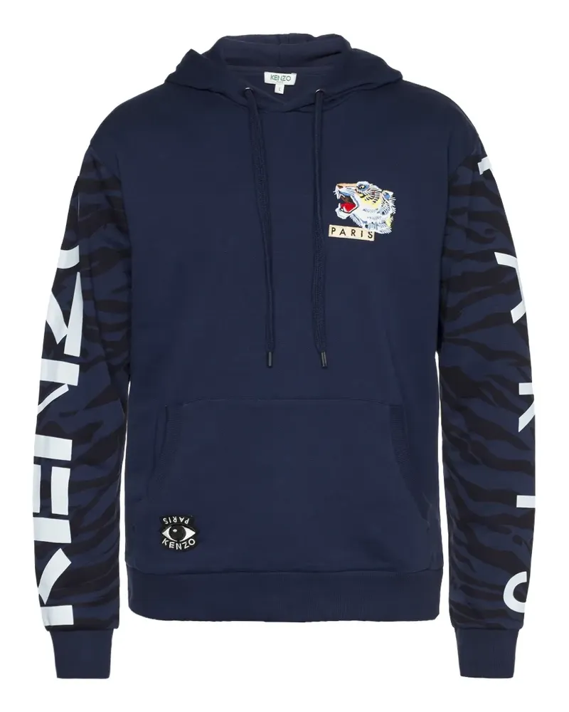 Kenzo Icons Hoodie mit Tigerstickerei - Blau Blau