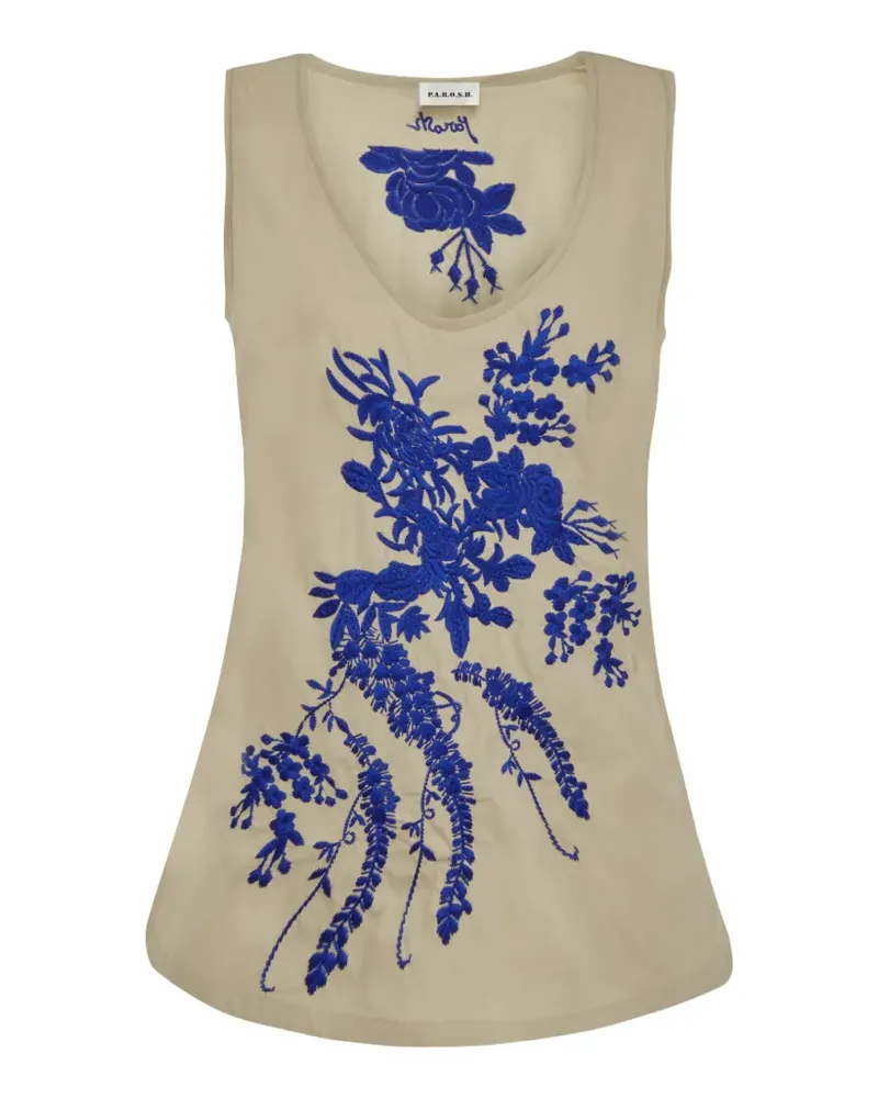 P.A.R.O.S.H. Top mit Blumenstickerei - Nude Nude