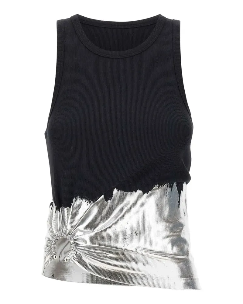 Paco Rabanne Asymmetrisches Tanktop mit Folien-Finish - Schwarz Schwarz