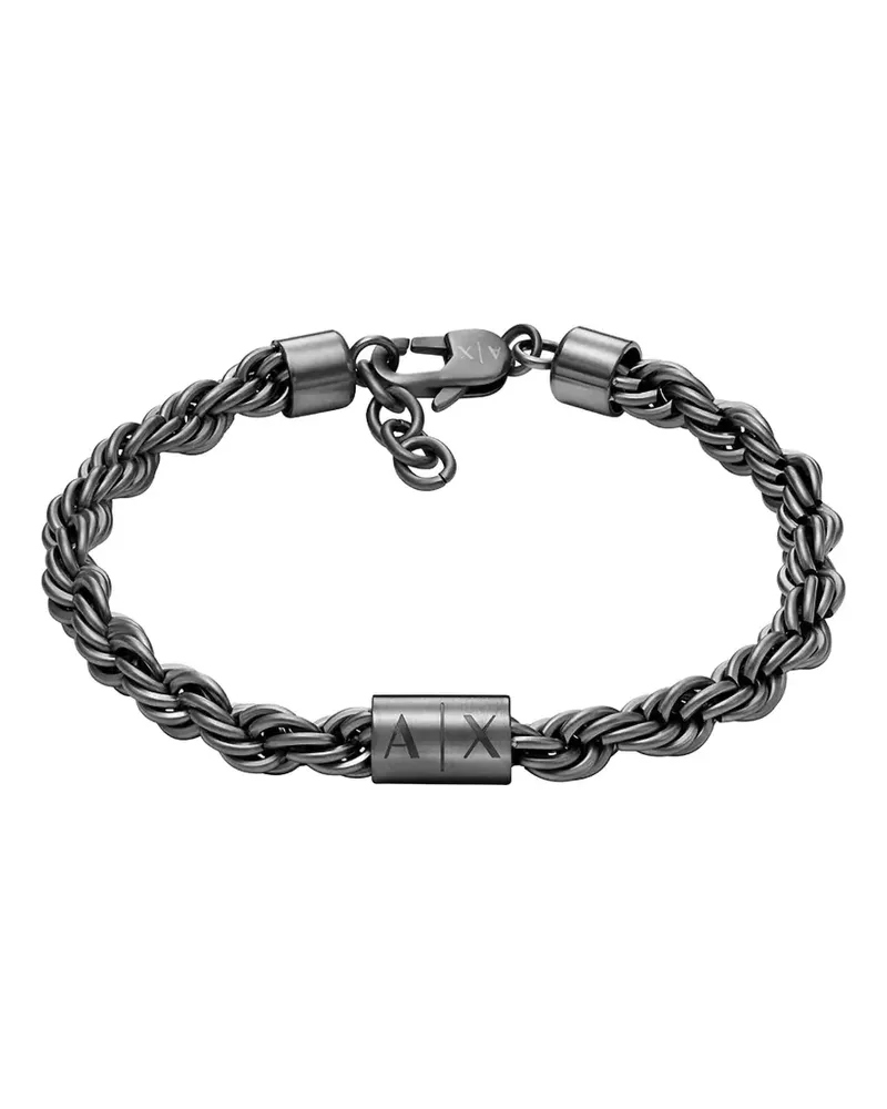 Armani Exchange rope-chain logo-plaque bracelet - Silber Silber