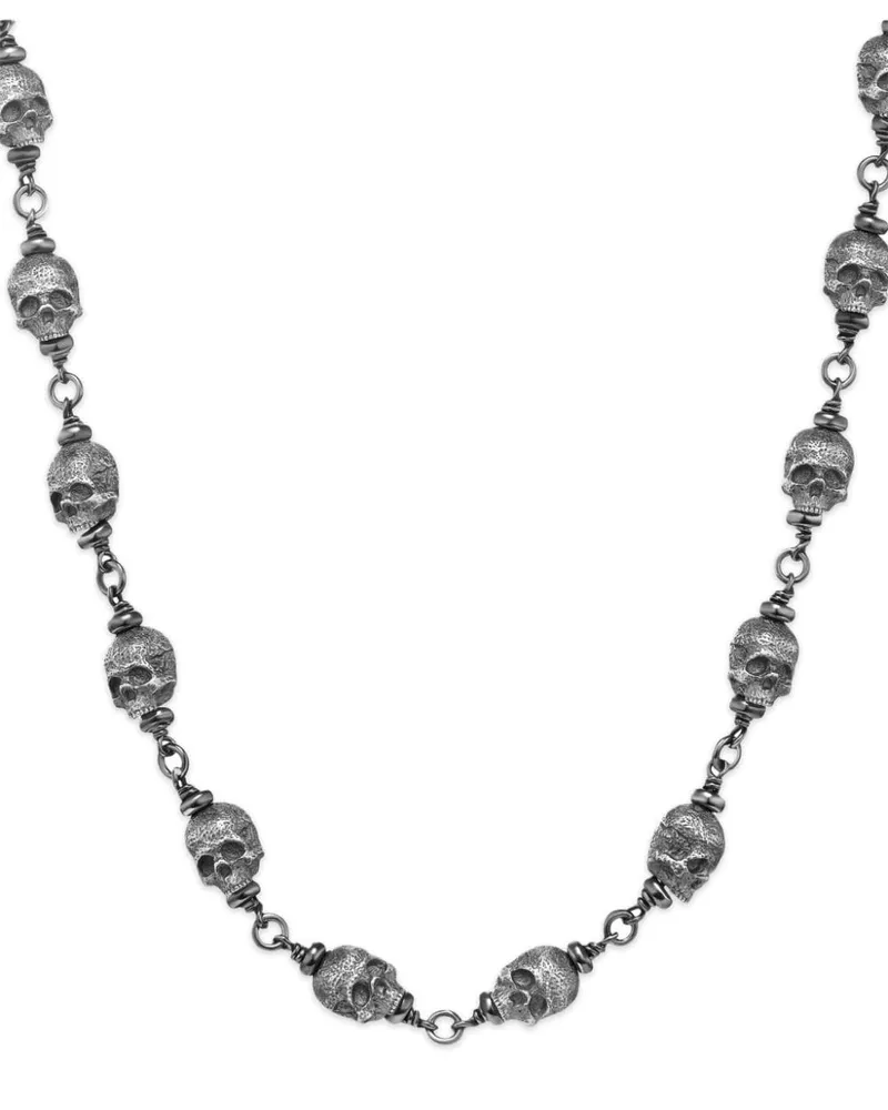 David Yurman Memento Mori Skull Rosary Kette aus Sterlingsilber 9mm Silber