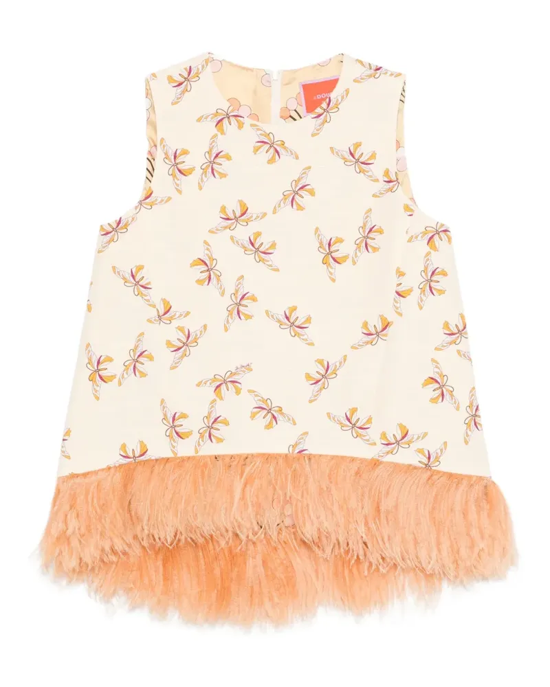 La DoubleJ La Scala floral-print fringed top - Nude Nude