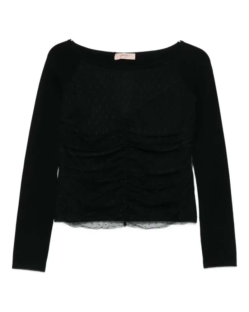 Twin-Set ruched dotted blouse - Schwarz Schwarz