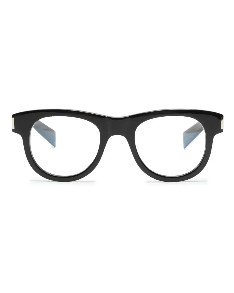 Saint Laurent Runde Brille mit Logo-Gravur - Schwarz Schwarz