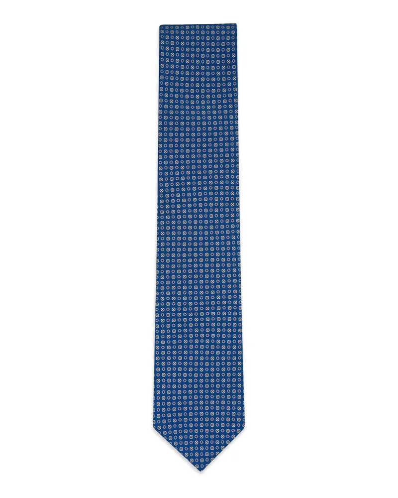 Eton geometric-pattern silk tie - Blau Blau