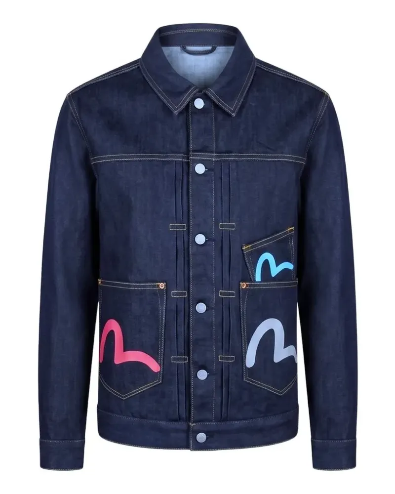 Evisu Jeansjacke mit Taschen - Blau Blau