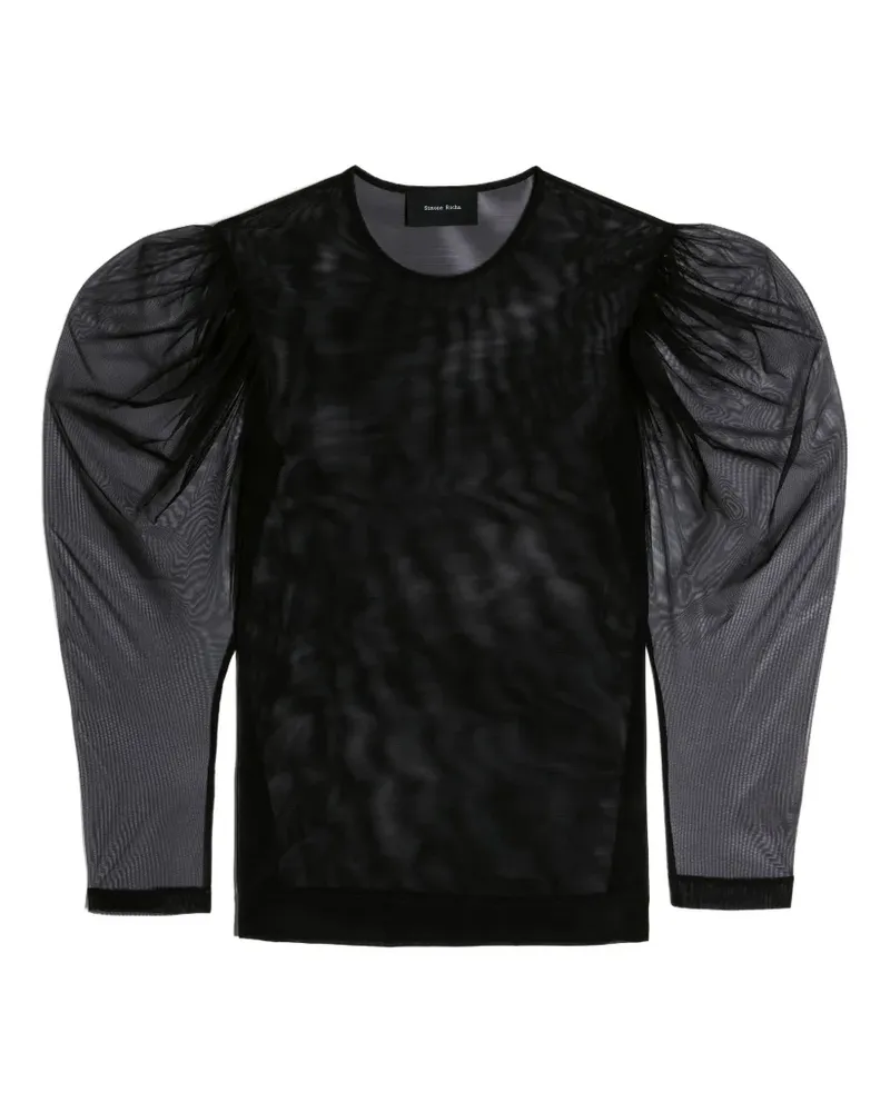 Simone Rocha Semi-transparentes Oberteil mit drapierten Ärmeln - Schwarz Schwarz