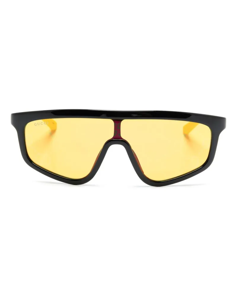 Gucci GG Supreme Sonnenbrille mit Shield-Gestell - Schwarz Schwarz