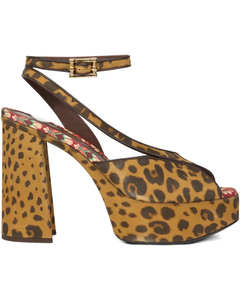 Etro 100mm platform animal-print sandals - Braun Braun