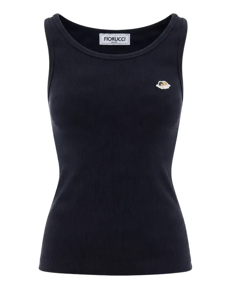 Fiorucci angels-patch ribbed tank top - Schwarz Schwarz