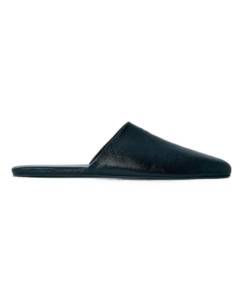 Miu Miu logo-plaque leather slippers - Grün Grün
