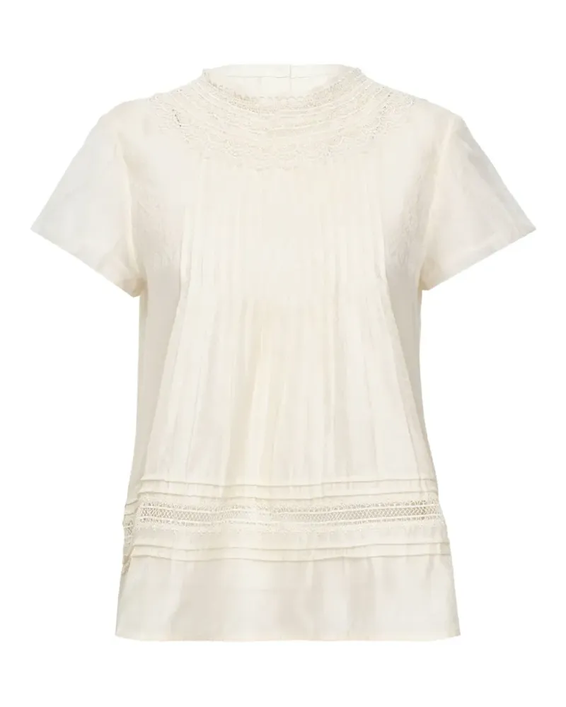 Renli Su Anstecknadel-Bluse mit Spitzenbesatz - Nude Nude