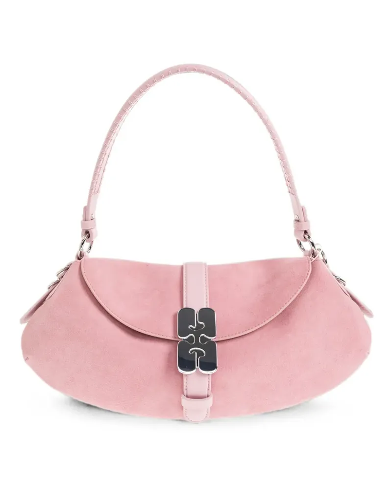 Ganni B-Kat Schultertasche mit Logo-Schild - Rosa Rosa
