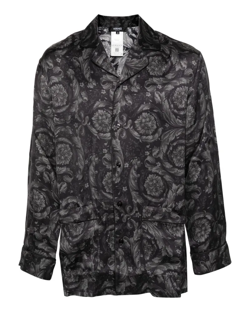 Versace Pyjama-Hemd mit Barocco-Print Schwarz