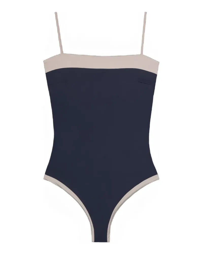 MOORER Key contrasting-trim swimsuit - Blau Blau