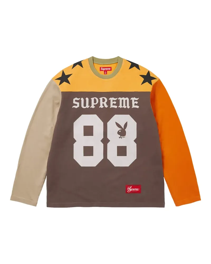 Supreme Being x Playboy Colour-Block-Football-Sweatshirt - Braun Braun