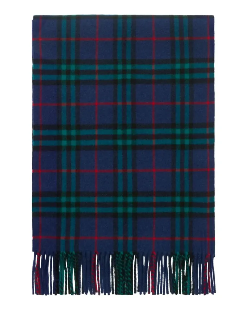 Burberry Karierter Schal mit Fransen - Blau Blau
