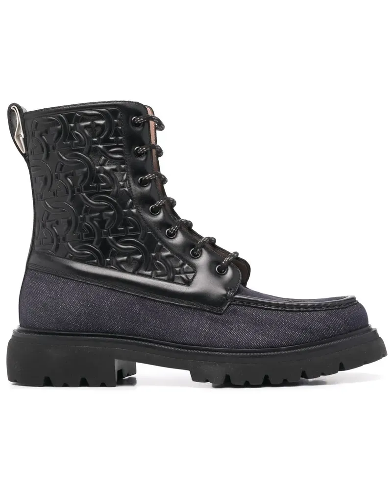 Ferragamo Gancini Bikerstiefel - Schwarz Schwarz