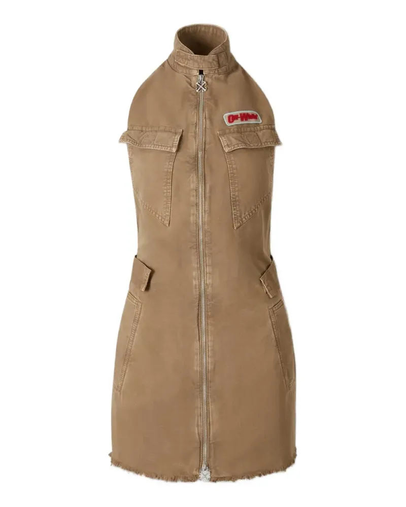 OFF-WHITE Kleid mit ausgefranstem Saum - Braun Braun