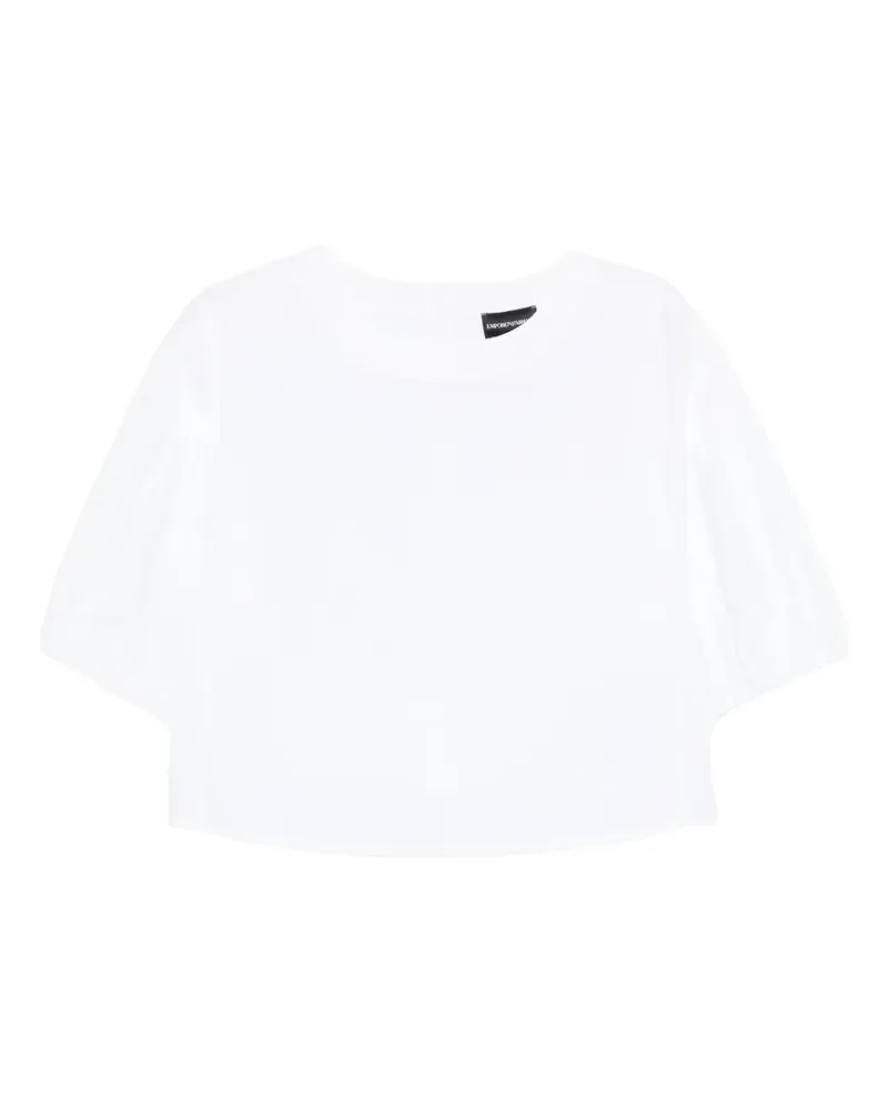 Emporio Armani cropped puff-sleeve blouse - Weiß Weiß