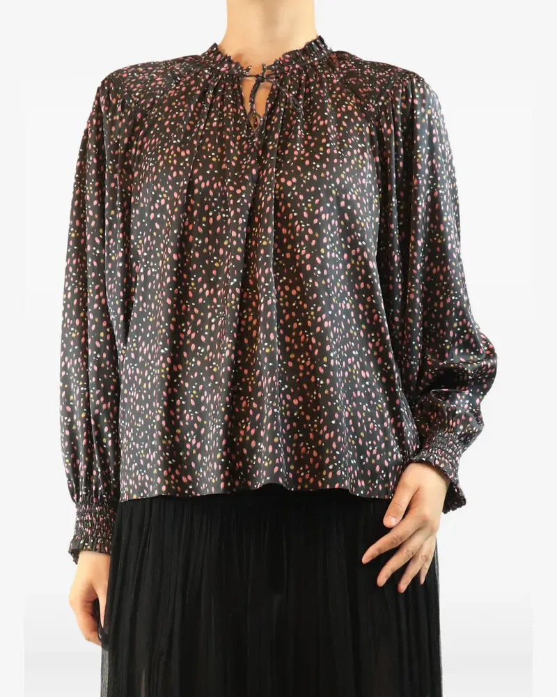 Ulla Johnson rose-print satin blouse - Schwarz Schwarz
