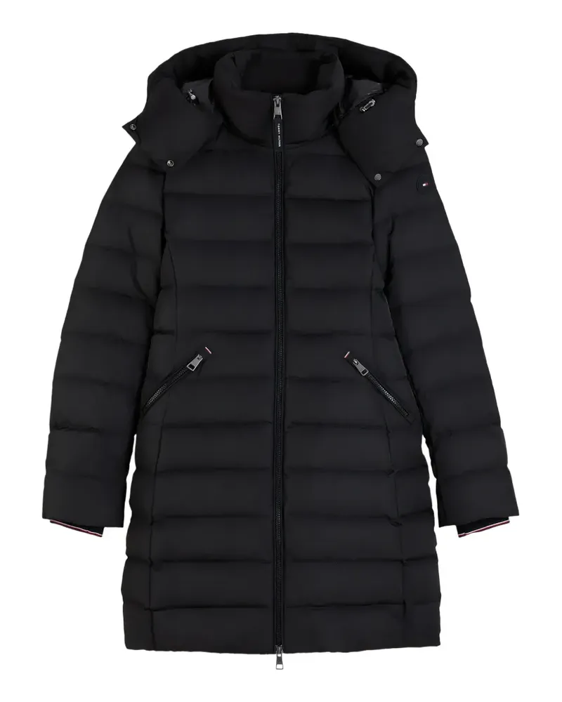 Tommy Hilfiger Einreihiger Kapuzenmantel - Schwarz Schwarz