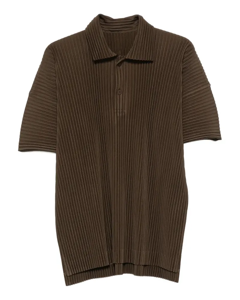 Issey Miyake Plissiertes Poloshirt - Grün Grün
