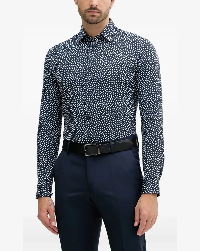 HUGO BOSS Hemd mit abstraktem Print - Blau Blau