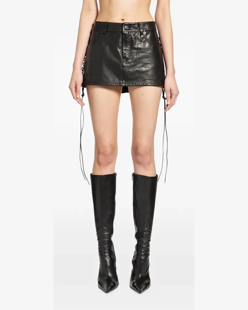 Balenciaga Lederrock mit Schnürung - Schwarz Schwarz