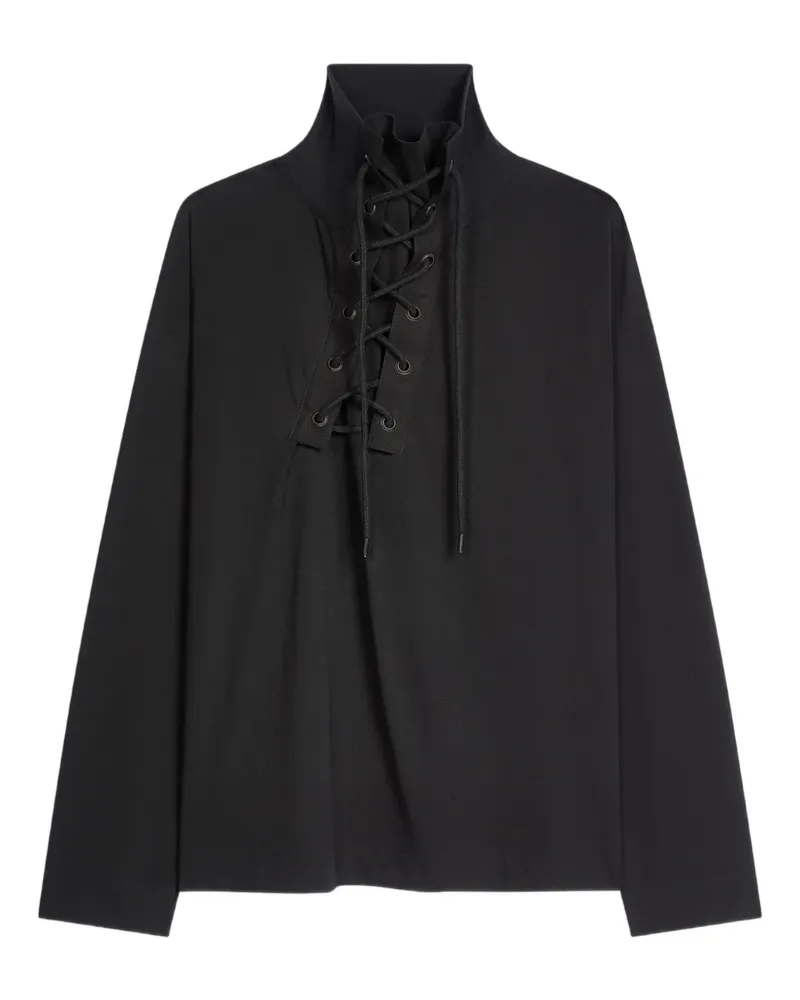 Dries van Noten Langarmshirt mit Schnürung - Schwarz Schwarz