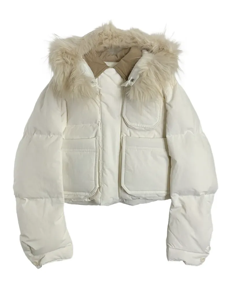Sacai faux-fur collar puffer jacket - Weiß Weiß