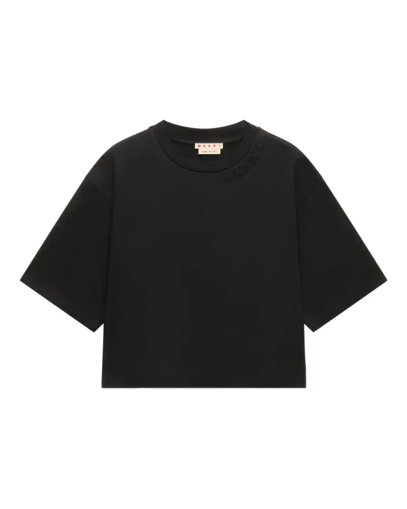 Marni T-Shirt mit Logo-Patch - Schwarz Schwarz