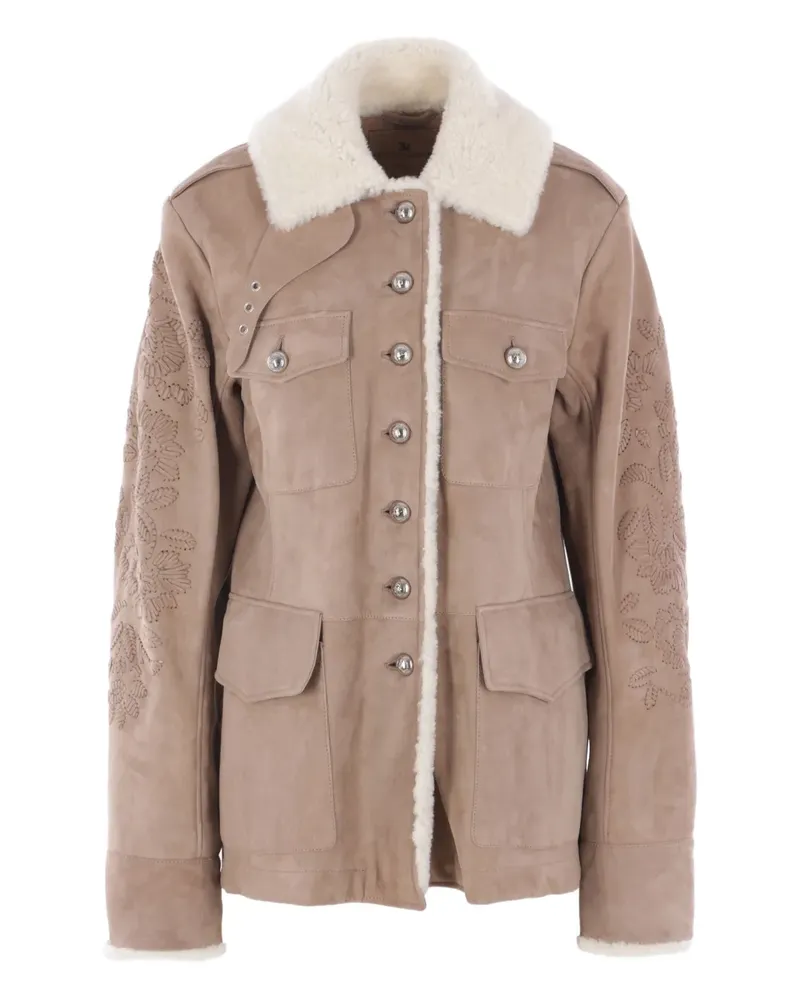 Ermanno Scervino Bestickte Sheepskin-Jacke - Nude Nude