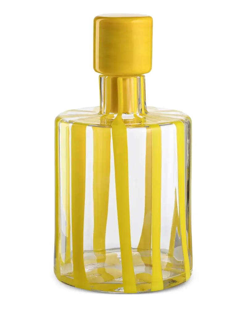NasonMoretti Gestreifte Cyrcus Glasflasche 11cm x 20cm - Weiß Weiß