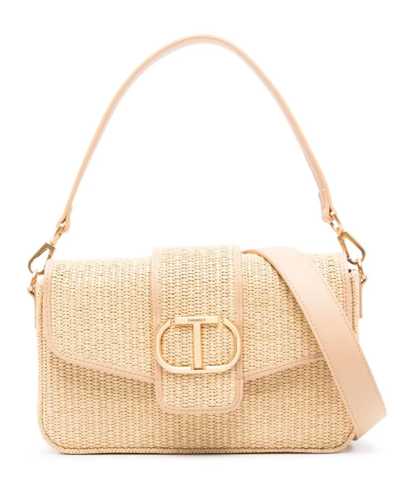 Twin-Set Amie Schultertasche mit Logo - Nude Nude