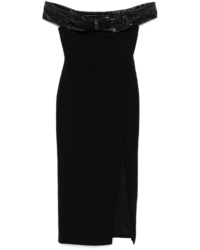 Self-Portrait Midikleid aus Krepp mit Schleife - Schwarz Schwarz