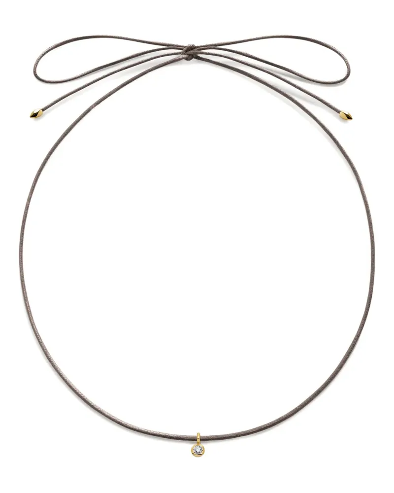 Monica Vinader Kordelhalskette aus 18kt Gold-Vermeil mit Solitärdiamanten Gold