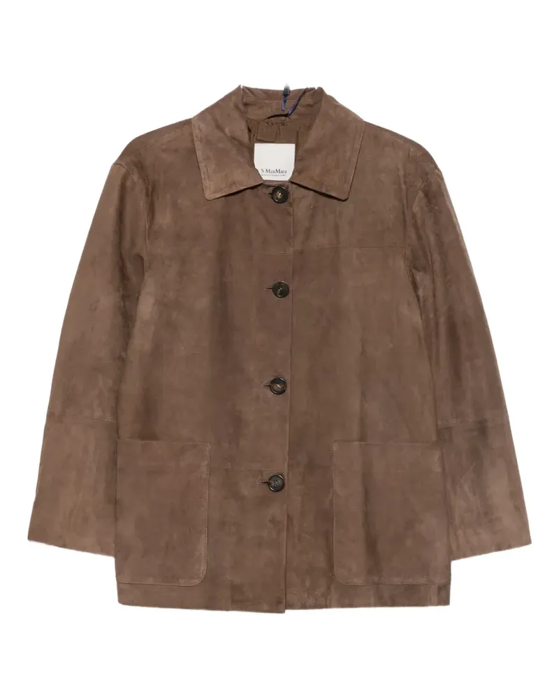 SPORTMAX Smmastrale button-fastening leather jacket - Braun Braun