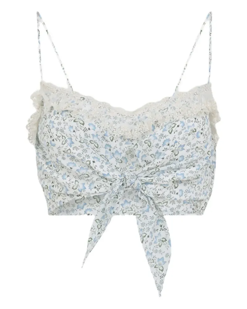 Ermanno Scervino floral-print lace-detail top - Weiß Weiß