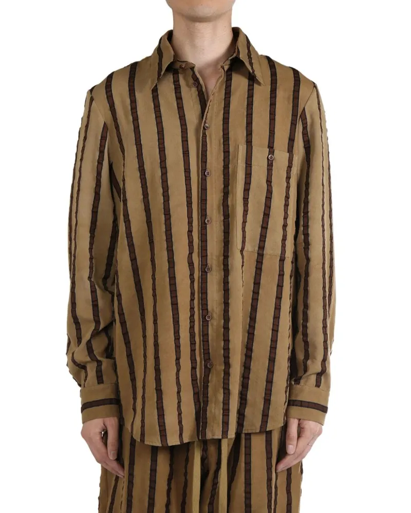 Uma Wang striped tab shirt Braun